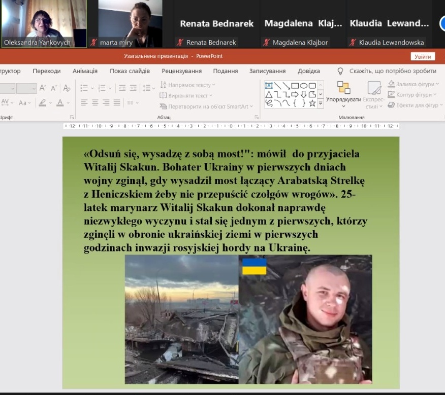 Розповідь О.Янкович про подвиг Віталія Скакуна як вияв любові до України